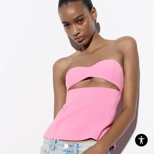 Zara pink strapless cutout top.  Currently in stores ! Brand new with tags